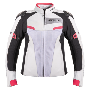 Sixgear Alisa női bőrdzseki fehér/fekete/pink