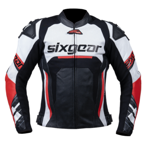 Sixgear Prox bőrdzseki fekete/fehér/piros